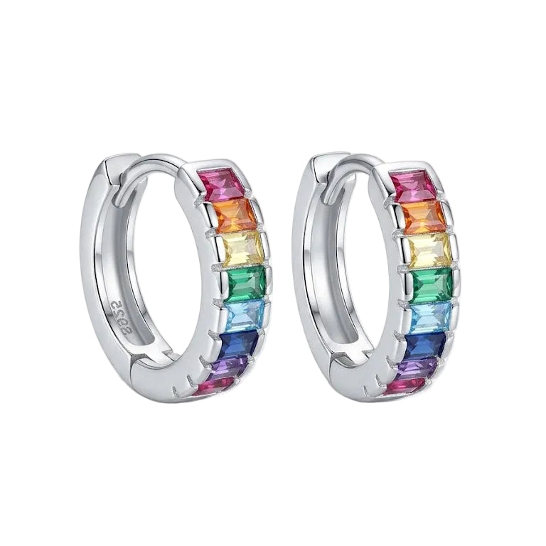 Aros Huggie Rainbow - Aros plata 925