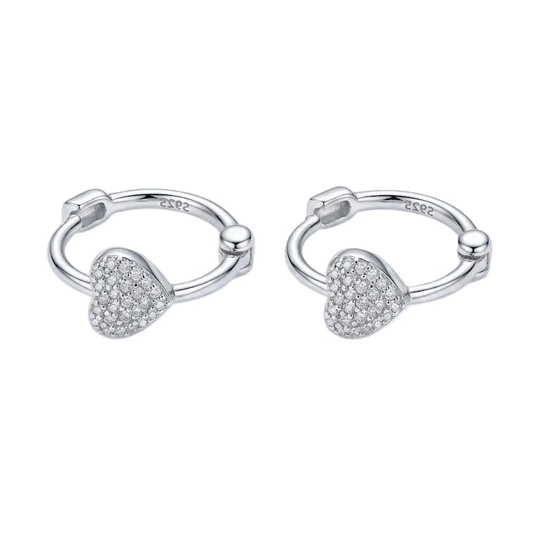 Aros Argollita Mini Heart Brillo - Aros plata 925