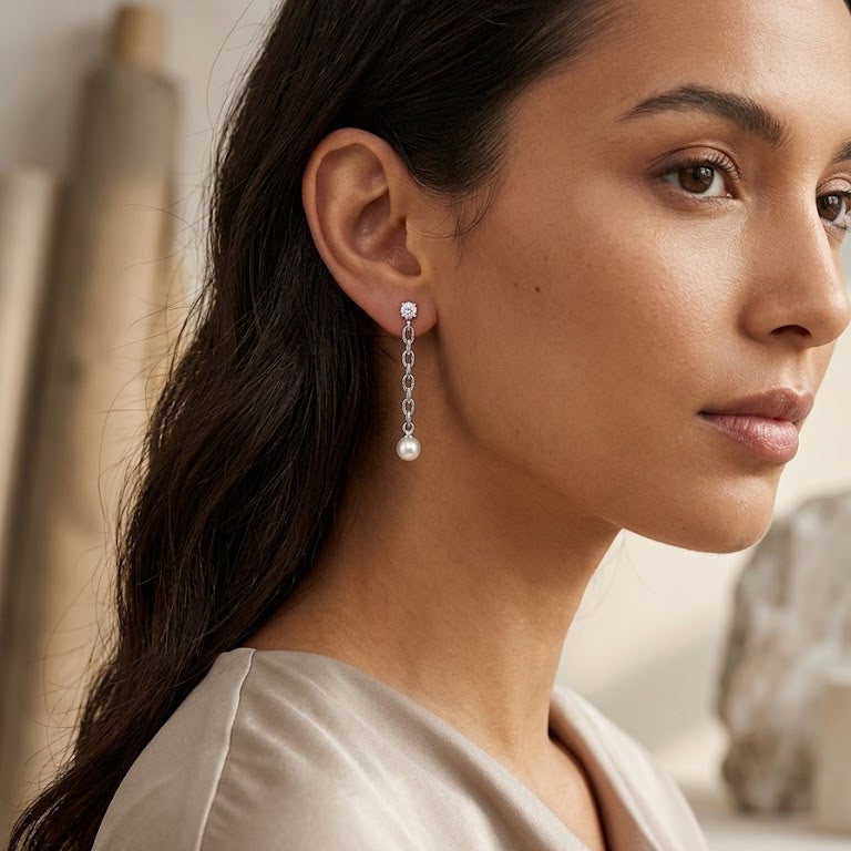 Aros Link Pearl - Aros plata 925