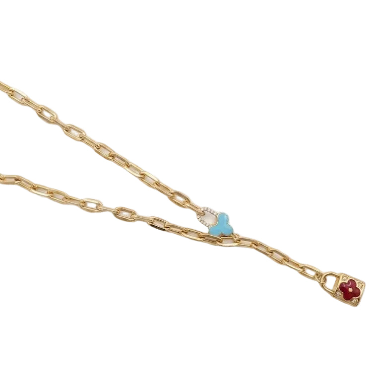 Collar Candado Fiore Blanc - Collar Oro 18k