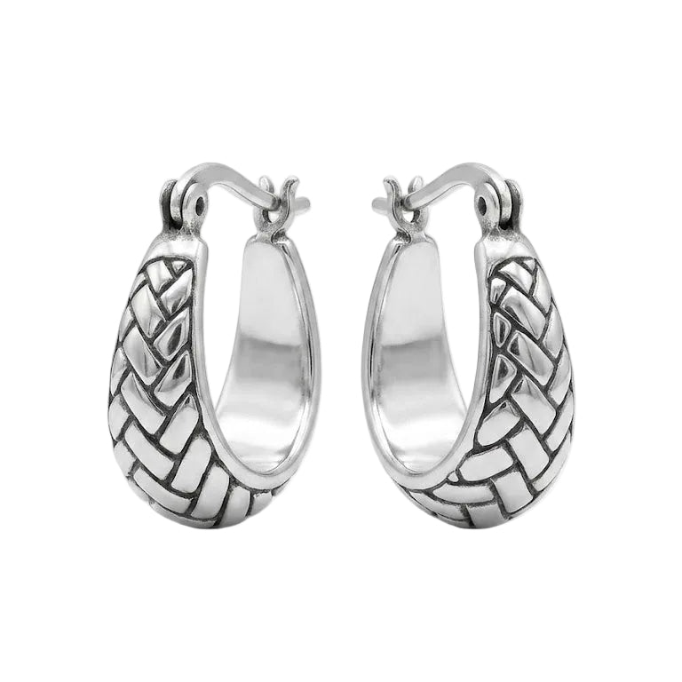 Aros Argollas Espiga Envejecida - Aros plata 925