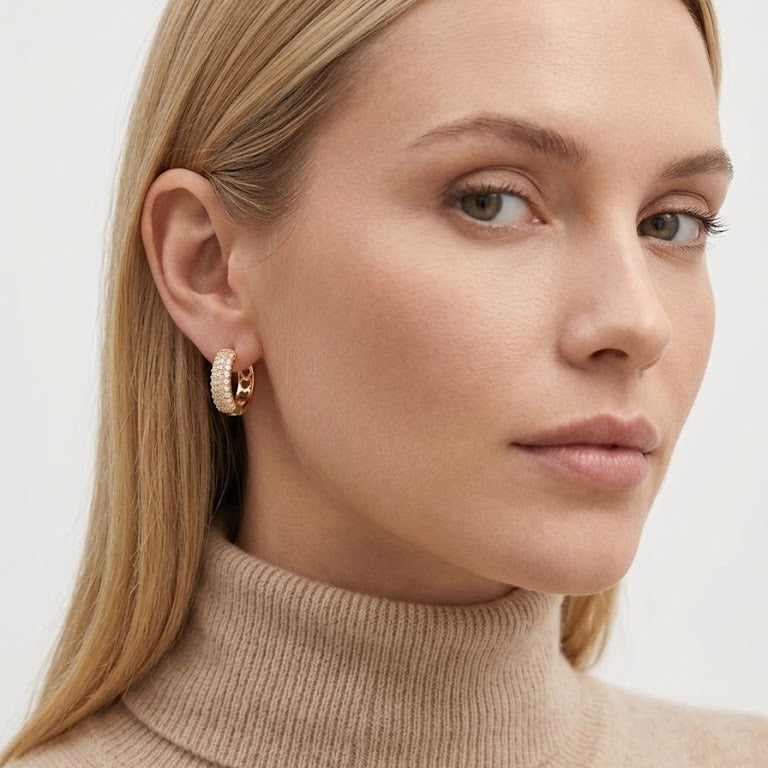 Aros Mini Argollas Sinfín Pavé - Aros plata 925