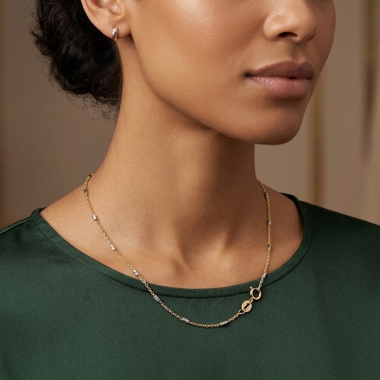 Cadena Forzatina con Barras Diamantadas - Cadena Oro 18k