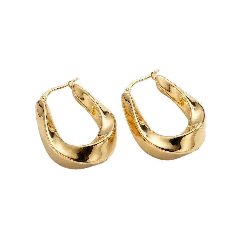 Aros Argolla Curva Dorada - Aros Oro 18K