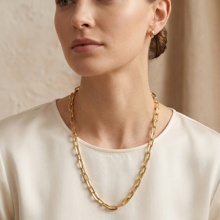 Collar Paperclip - Collar Oro 18K