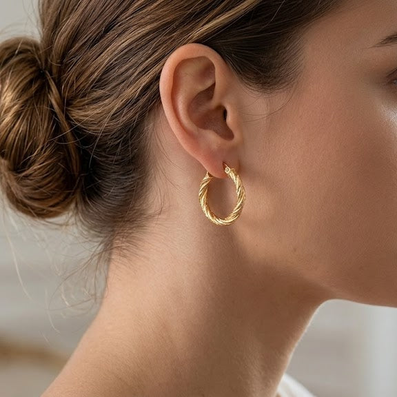 Aros Argollas Cordoné - Aros Oro 18k