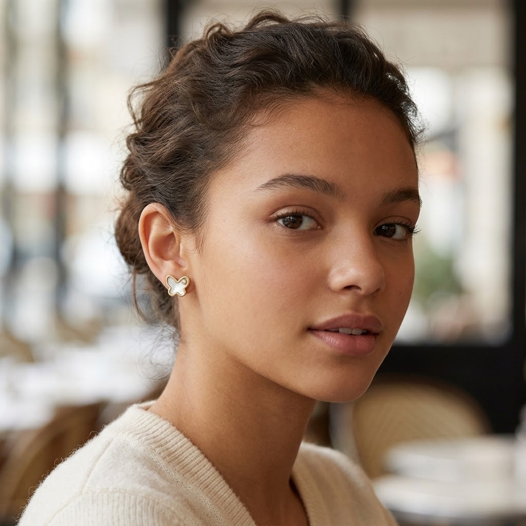 Aros Vuelo Blanco - Aros Oro 18k