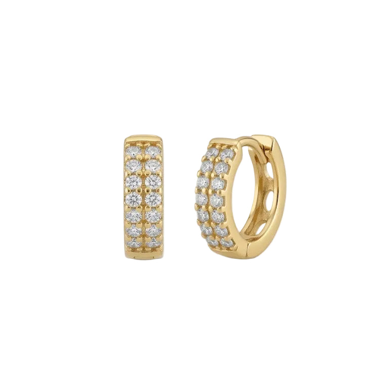 Aros Huggies Pavé con Borde Calado - Aros plata 925