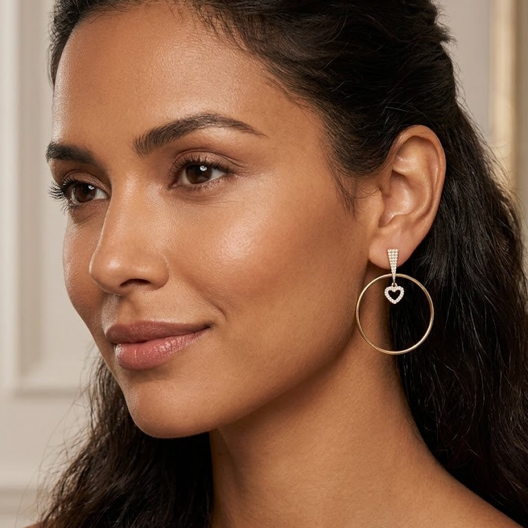 Aros Corazón de pavé - Aros Oro