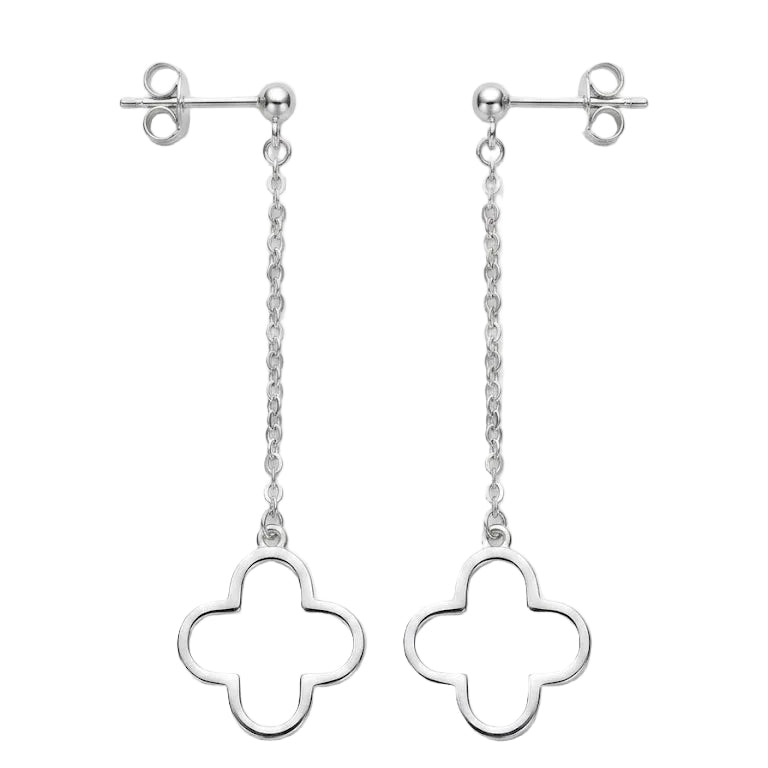 Aros Silueta Cuatrifolio - Aros plata 925