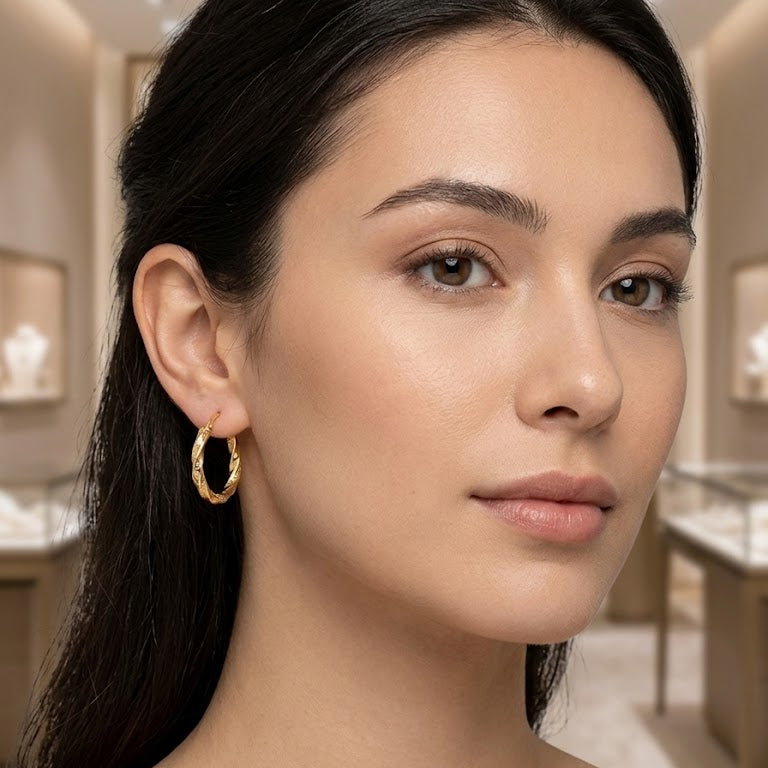 Aros Argollas Trenza Ferrara - Aros Oro 18k