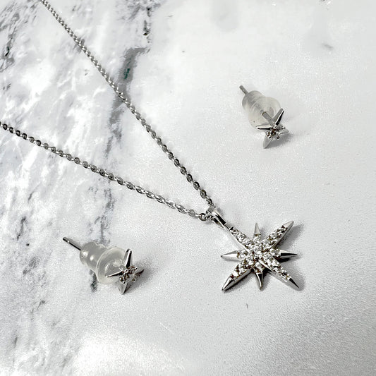 Conjunto collar y aros en plata