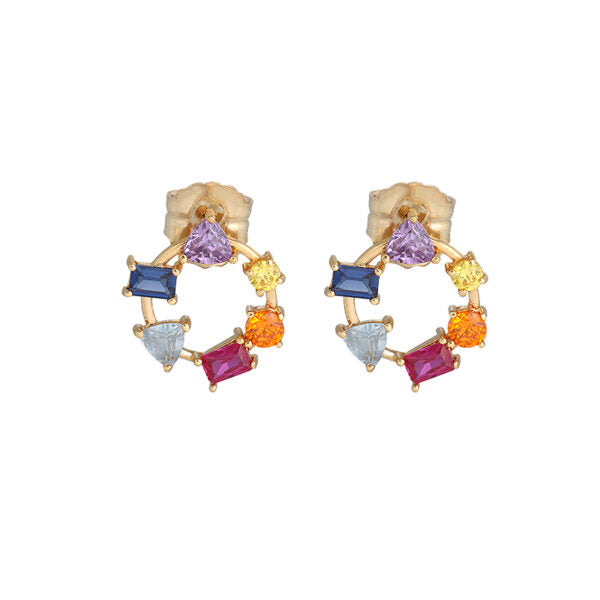 Aros en Oro amarillo y topacios - Aros Oro 18k