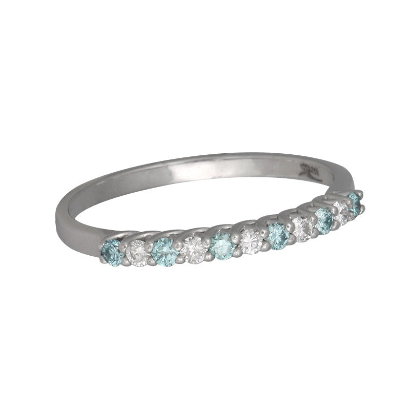 Anillo oro blanco brillantes blancos azules