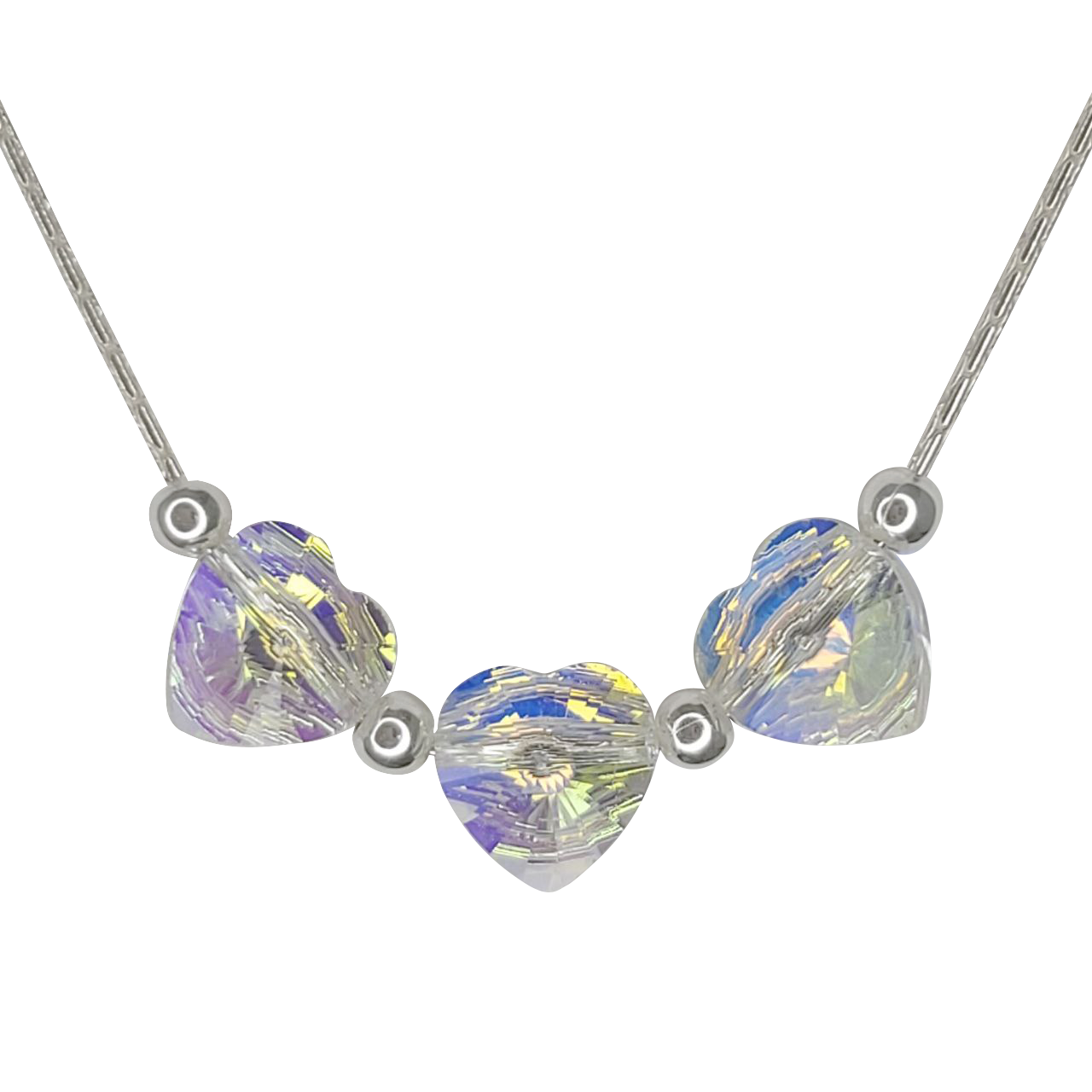 Collar en plata y colgante corazones