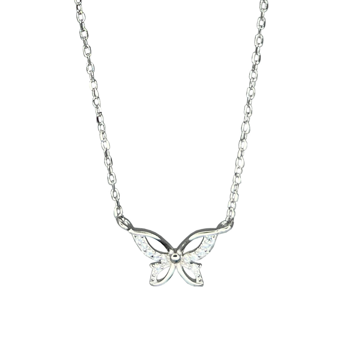 Conjunto collar/aros de mariposa en plata