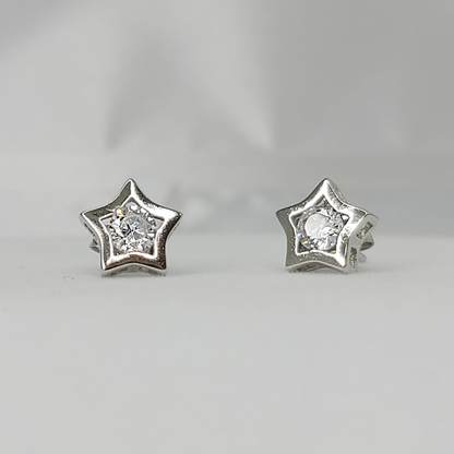 Aros en plata de estrellas con zircon