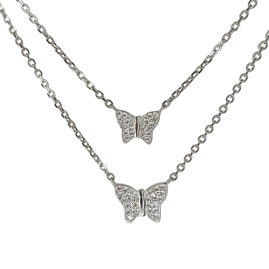 Collar en plata y mariposas con zircones
